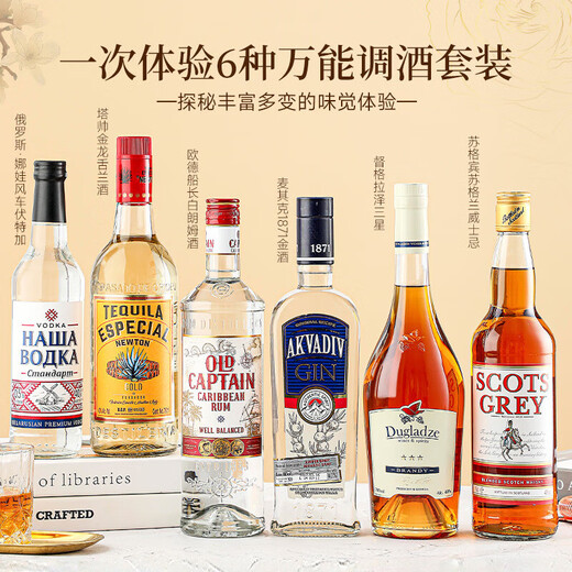 生命之水（Spirytus）原瓶进口伏特加洋酒 威士忌白兰地龙舌兰朗姆酒金酒调酒基酒 调酒基酒组合套装 700mL 6瓶