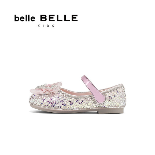 Belle (Belle) Elsa style Mary Jane shoes mall same style butterfly pumps A6090A85 pink 28