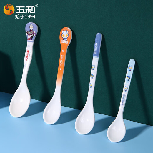 Wuhe (WUHE) Ultraman Children's Spoon Boy Baby Eating Spoon Tableware Melamine Imitation Porcelain Household Spoon Baby Supplementary Spoon Tool Ultraman Tiga - Long-handled Spoon
