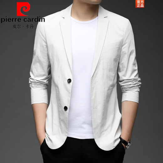 Pierre Cardin casual suit men's slim thin small suit jacket youth versatile simple spring and autumn 2025 new single suit top dark gray L 175 suitable for 135-150 Jin Jin equals 0.5 kg