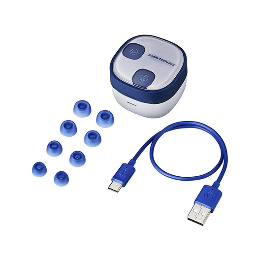 Audio-Technica ATH-SQ1TW2 Bluetooth Wireless Headphones True Wireless Headphones Wireless Charging IP5X* Waterproof Navy Blue