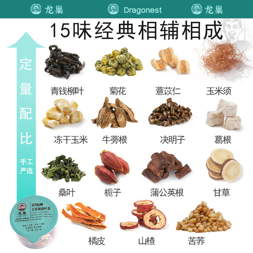 龙巢小糖人玉米须桑叶茶青钱柳叶牛蒡根山楂养生茶三十罐高品质养生茶