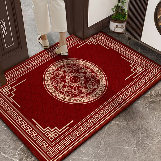 Shansui Chinese-style entrance door floor mat red door mat door carpet door mat stain-resistant anti-slip can be cut festive home Chinese pattern-Xiang 100X140cm