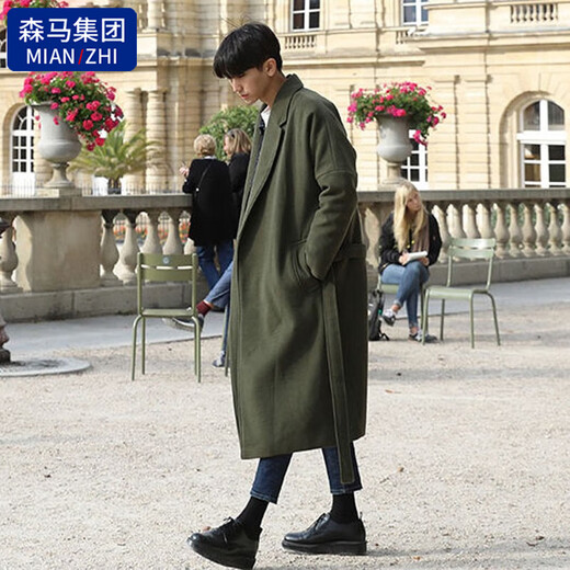 Cotton windbreaker jacket autumn and winter windbreaker men's mid-length Korean coat thickened warm coat black long [added cotton] XL (120-140Jin [Jin equals 0.5 kg])