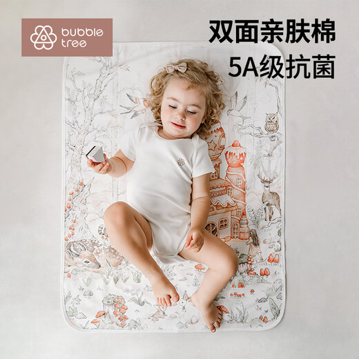 BUBBLE TREEpro隔尿垫婴儿可水洗防水防漏幼儿园新生儿床垫床单 风铃花语-pro竹棉款-亲肤透气 90cm*70cm