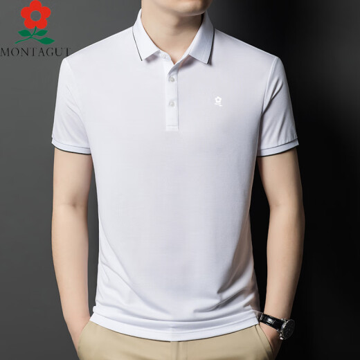 Mengtejiao Herren Sommer kurzärmeligte Maulbeer-Seiden-Lappel-T-Shirt mit mittleren Alters im mittleren Alter mit hohem T-Shirt-T-Shirt-T-Shirt-Polo-Hemd 13562 Purple 165/m [Vorgeschlagen 100-115jin [Jin gleich 0,5 kg]]]
