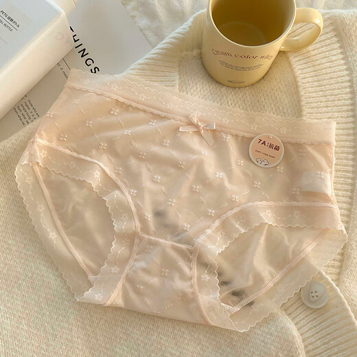 FitonTon5条装内裤女冰丝纯欲内裤夏季抗菌棉裆性感蕾丝花边三角裤L