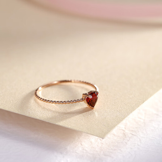 Chiba Jewelry 18K gold garnet ring, love female gemstone ring, plain ring tail ring, anniversary gift for girlfriend on the 16th