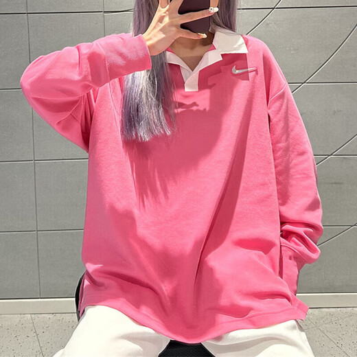 NIKE耐克 长袖T恤女装 新款运动服翻领POLO衫休闲套头衫 FZ6534-684 D FZ6534-684 M