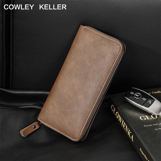 Cowley Keller Wallet Herren Langer Reißverschluss Brieftasche Münzbrieftasche große Kapazität Multi-Card-Kupplungsbeutel Mobiltelefonkartentasche CK Gray (verbesserte Version) 20*2*10 cm