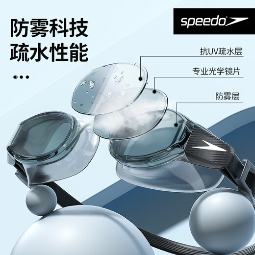 Speedo large-frame myopia swimming goggles for men and women, waterproof, anti-fog, high-definition, left and right, different degrees, swimming goggles, separate large-frame swimming goggles, 300 degrees