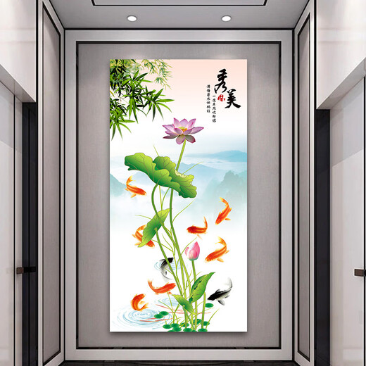 妙贝语自粘壁画入户玄关装饰画中式客厅入门贴画走廊竖版背景墙纸衣柜门 671-黄金大道 中：70cm*150cm