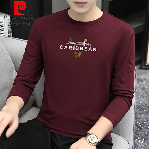 Pierre Cardin 2025 T-shirt à manches longues Spring and Automne Modale Modal Modal Coton Vêtements d'automne Black Trendy Fotting Sous -wwear Underwear White (15123) M (Convient pour 95-115Jin [Jin est égal à 0,5 kg]))