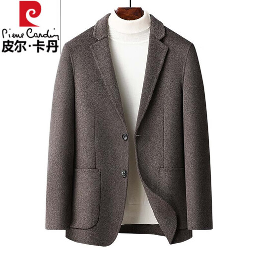 Pierre Cardin 100% reine Wolle doppelseitiger Wollmantel im Herbst und Winter Neuer Wolle kurzer Mantel High-End-Herrenanzug Jacke Kaffeefarbe [Wolle] XL 180