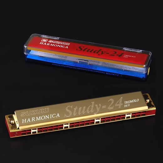 Bainuo Suzuki importiert Suzuki Harmonica 24-Loch Polyphonische C-Tune Professionelle Musikinstrument auf Leistungsebene für Anfänger für Erwachsene 24-Loch Polyphonische F-Tune Silber