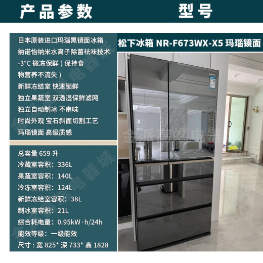 松下（Panasonic） NR-F604VT-N5/F504/F673/507/607/509松下原装进口冰箱 NR-F604VT-N5  586L  香槟金