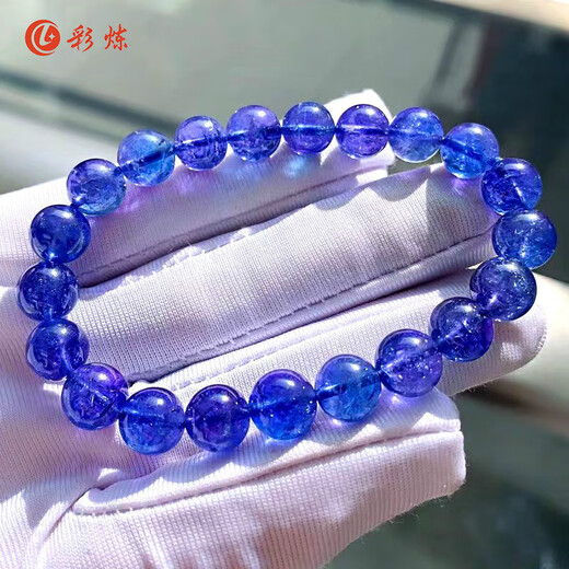 特里斯天然刻面坦桑石手链女坦桑蓝宝石手串盘珠项链蓝盘珠圆珠宝石塔桑 6mm手链配证书