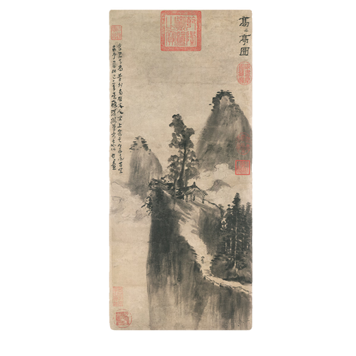 元方从义高高亭图古代山水画卷轴文人复仿古画挂画 元吴镇丛薄幽居12033 40X90厘米（喷绘画心尺寸） 宣纸材质（喷绘画心
