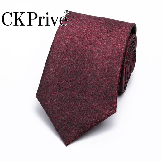 CKPrive 8cm wide burgundy zipper tie for men, groom and wedding, dark red mulberry silk, easy to pull, no knotting, zipper style