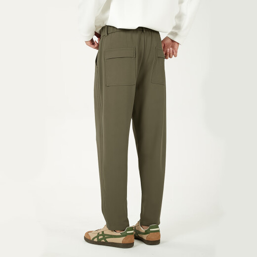 MARKLESS casual pants men's autumn and winter hanging easy-to-maintain smart pants four-sided elastic versatile simple trousers 4855 apricot green 30