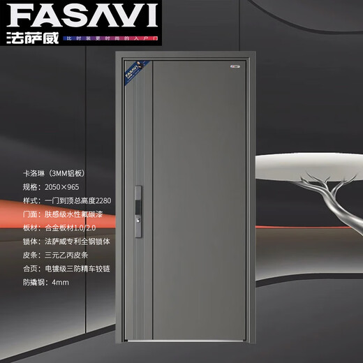 FASAVI Caroline Class A anti-theft door entry door + aluminum plate + zinc alloy plate