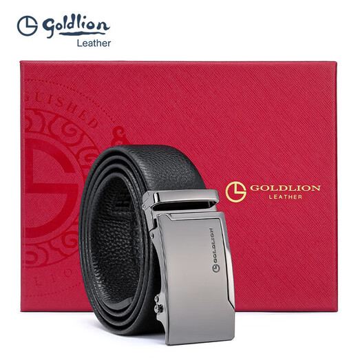 Goldlion Men's Belt Fashionable Cowhide Belt Gift Box Business Men's Automatic Buckle Belt New Year's Gift