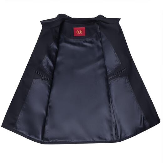 红都100精纺羊毛夹克商务正装上班开会翻领袖口带扣中年男装外套 藏蓝JT8229-1 XL 180/96A