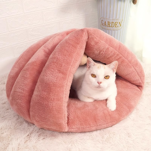 Huayuan Pet Tools Cat Nest Four Seasons Universal Dinosaur Slippers Nest Nest Automne chaude semi-fermé Cat épaissis Nest Nid en peluche NED SORME NED SIMPLE gris + couverture. [Trois fois plus en velours, gardez au chaud] s [doux et confortable, recommandé d'être à moins de 6 Jin [Jin est égal à 0,5 kg]]]