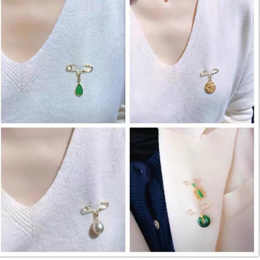 CEENIU Fat Donglai's same style 18k gold brooch small brooch corsage accessories gold rose gold paper clip pearl pendant multiple large size K rose gold 1 piece