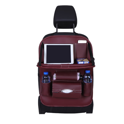 Select car seat back storage bag, car rear table panel storage hanging bag, car interior decoration supplies collection, 13 pieces, single off-white upgraded dining table garbage bag style