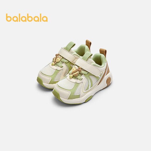 Balabala shopping mall same style baby stable shoes boys shoes 2025 spring and autumn new breathable mesh shoes white green tone 00314 24 (foot length 14.3-14.7/inner length 15.7)