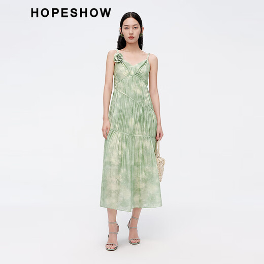 
Hongshe Mall same vacation style suspender skirt for summer 2024 new women's clothing, knitted twisted V-neck high-end dress, Jiangnan Yanyu K687 M