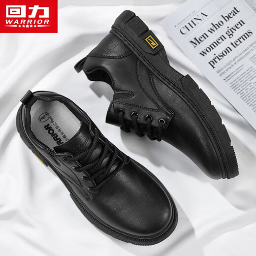 Warrior Business Retro Casual Work Shoes Мужчины кружевные кожаные туфли мужчины 1632 черные 43