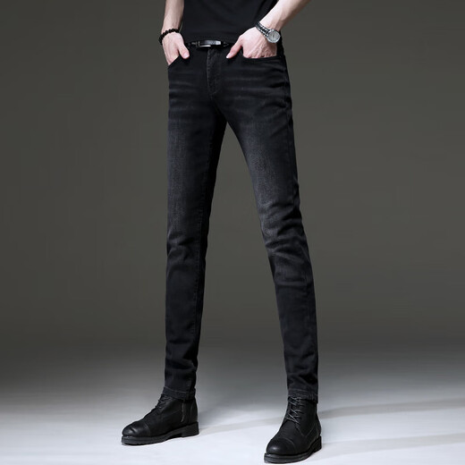 Sept Wolves 2025 Spring haut de gamme Nouveau jean noir Black Style Men's Korean Trendy Ripped Pantals Pantalons Trendy Casual Casual