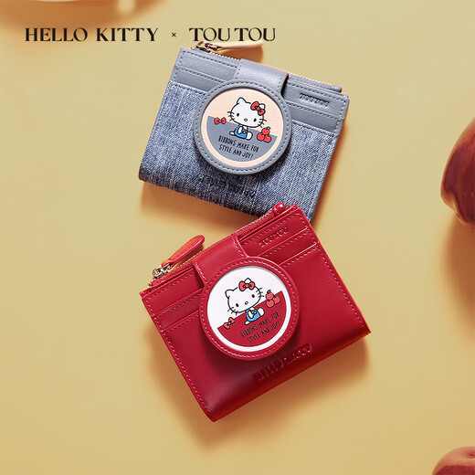 Toutou Frauen kurzer Geldbeutel Hallo Kitty Katie Wallet Card Bag Damen Clutch Denim Blau