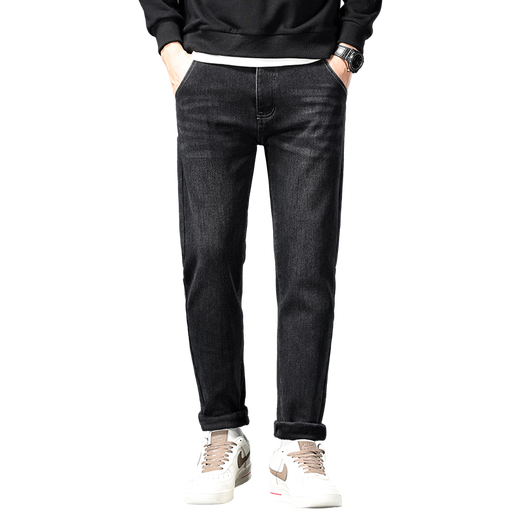 
Yalu men's jeans men's autumn and winter plus velvet thickened men's trousers loose straight and warm high waist fashionable casual elastic middle-aged pants 695-1 black + 695-1 black (2 pieces) 30 (two feet three waist circumference)