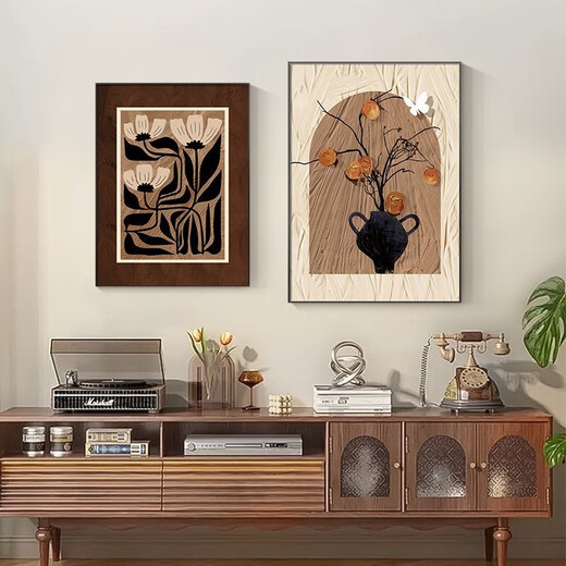 
Chengzi French desktop layout retro living room decoration painting medieval style restaurant persimmon Ruyi sofa background wall hanging painting JD15272 30*40 texture oil canvas ps wood grain frame