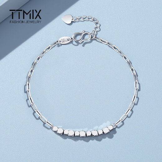 TTMIX shiny small sugar cube platinum bracelet PT950 fashionable women's platinum bracelet bracelet birthday gift double cross chain 3.7-3.9g