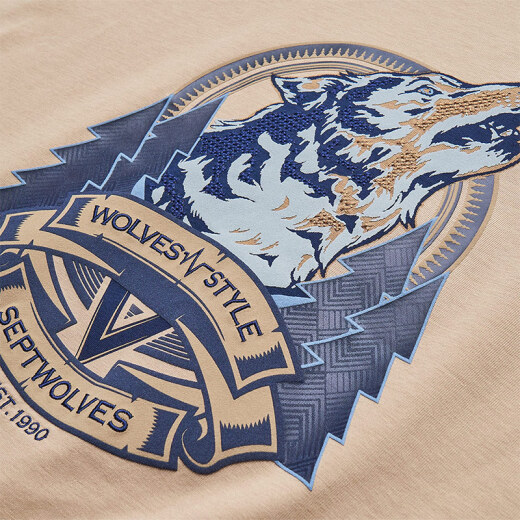 SEPTSWOLVES T-shirt à manches courtes LETTRES DE COUCHE ROUNDE MENS MENS LOGO BASE EN BASE BASE MOLITE MENS MENS CASSOCH