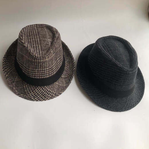 ESQTJF Hat Men's Autumn and Winter Hat Middle-aged and Elderly Jazz Hat Dad Woolen Hat British Xu Wenqiang Retro Gentleman Hat Solid Color Woolen-Black Adult Style 58cm