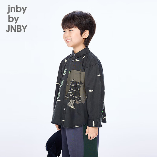 Jnby by JNBY New Jiangnan Buyi children's clothing long-sleeved shirt H-shaped loose shirt collar cotton 25 autumn boys 1P8210960 077/miscellaneous gray coffee 140 cm
