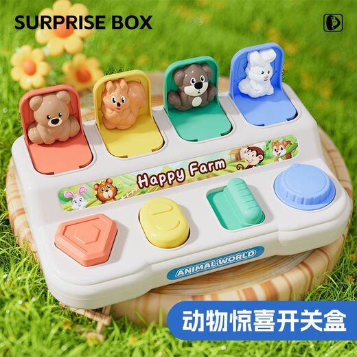 Katio Children's's's Hidden and Seech Mechanical Box Popup Cause et effet Toy Baby Boy and Girl Early Education Toys Animal Hidden and Seek Switch Box [Training Memory]