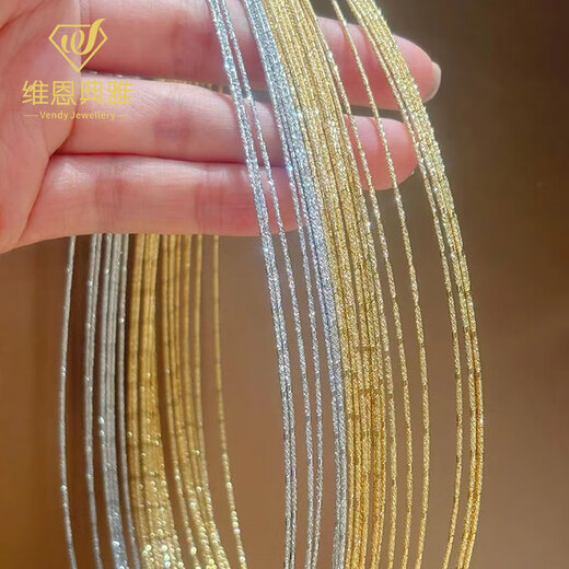Vienna 18K gold Japanese craft fairy stick collar elastic memory pull-out adjustment chain 18k white 40+5cm about 2.3-2.4 grams