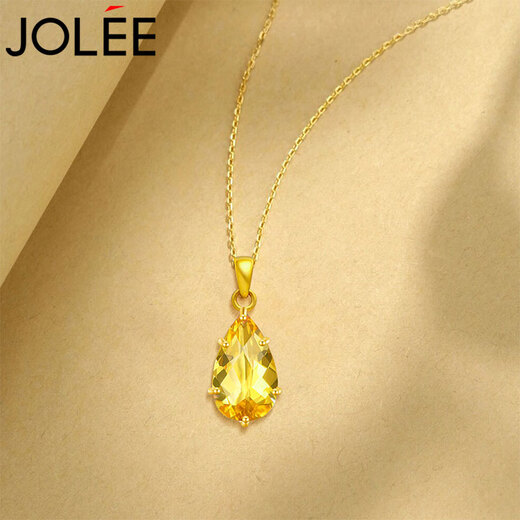 JOLEE Necklace S925 Silver Citrine Pendant Colored Gemstone Fashion Light Luxury Necklace as a Gift for Women One Thing and One Certificate