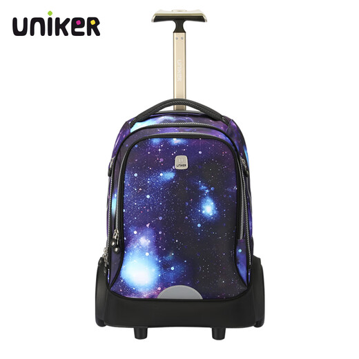 Ученики средней школы и начальных классов Uniker могут подняться по лестнице, большие колеса, модные тележки, школьные сумки, пакеты с туристическими пакетами, мешки для женского багажа, мужские сумки для багажа, подарки, Starry Sky Blue (T5: большие возможности, нельзя перенести)