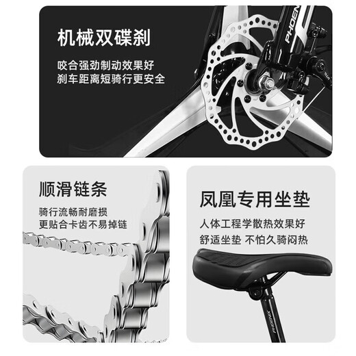 Phoenix Mountain Bike Adult Student Children Variable Speed Spoke Wheel Steel Frame Bicycle Ares 26 Inch 24 Speed White Orange