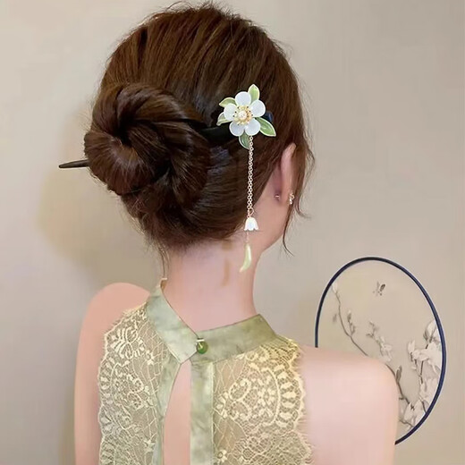 Bai Qixin ancient style hairpin magnolia tassel step shake new Chinese style Chinese style updo wooden hairpin hairpin Hanfu accessories orchid tassel hairpin