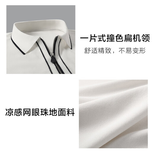布先生凉感商务翻领短袖T恤春夏新款男士上衣白色半袖AT12123 白色 M (170)