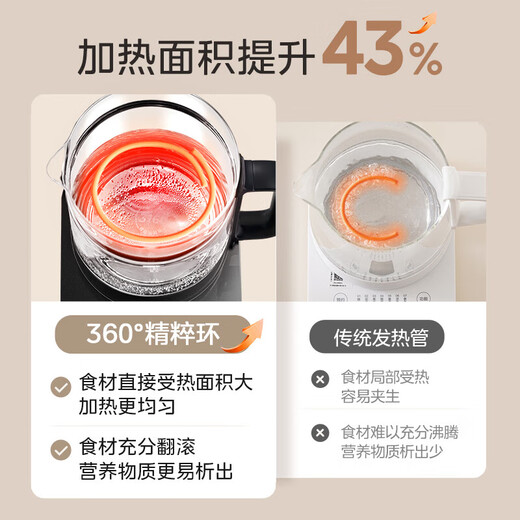 Midea health kettle, fully automatic large-capacity tea kettle, kettle, electric kettle, constant temperature floral tea kettle, home office kettle, tea and water all-in-one, black 1.8L Essence 316 - glass panel large capacity