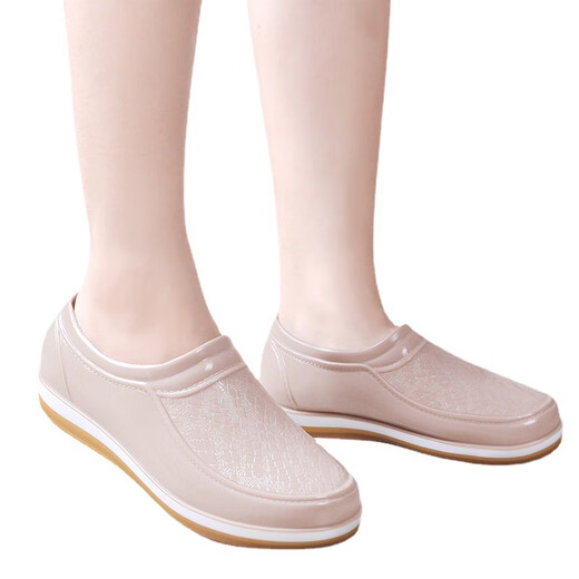 韩采尔（Hancrers）雨鞋女士韩版时尚潮流成人四季低帮工作水鞋浅口雨鞋低筒 0518卡其色 37